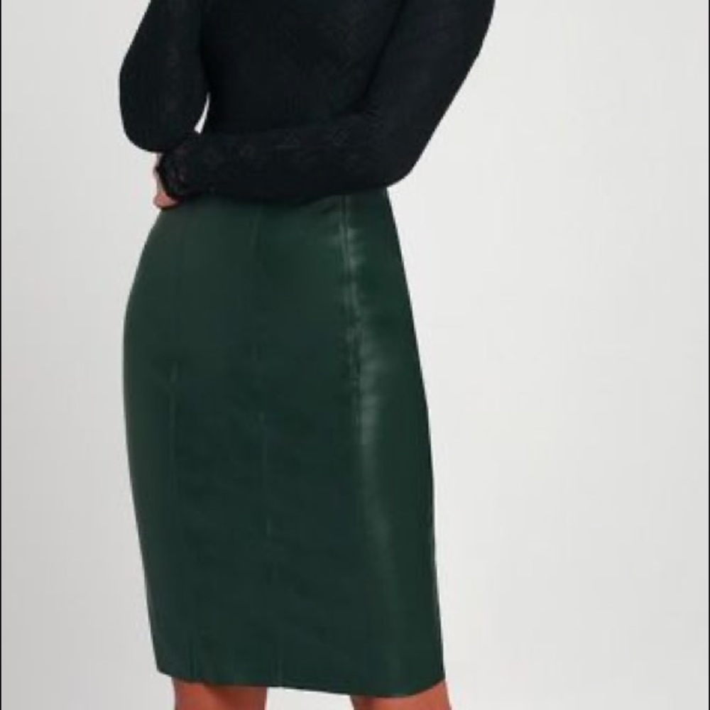 Vintage hunter green suede midi pencil skirt